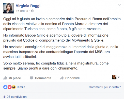 RAGGI Facebook Marra