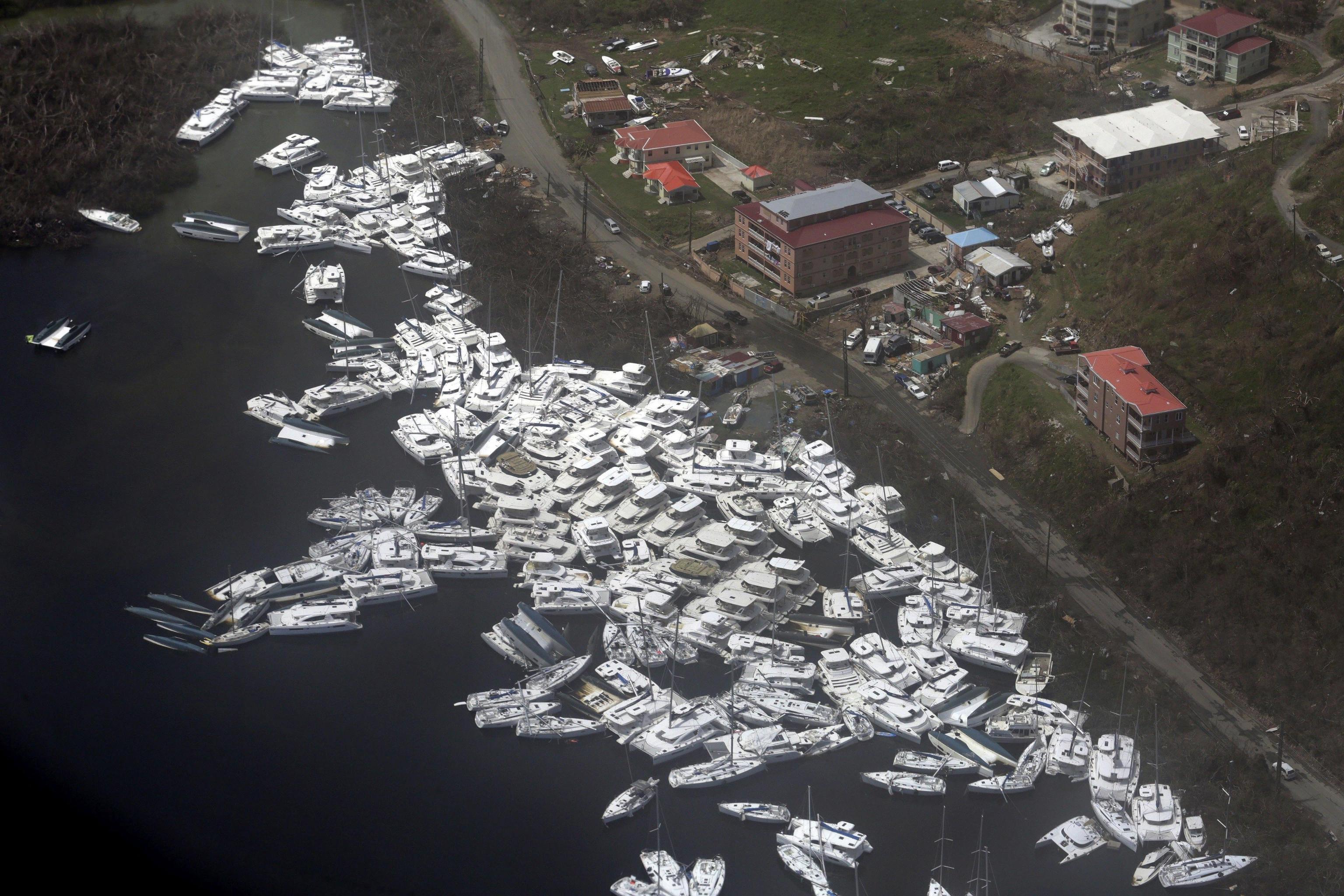 I danni provocati da Maria sulla costa di Tortola, nelle isole Vergini britanniche