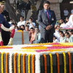 Il presidente indiano Ram Nath Kovind rende omaggio al Gandhi's memorial