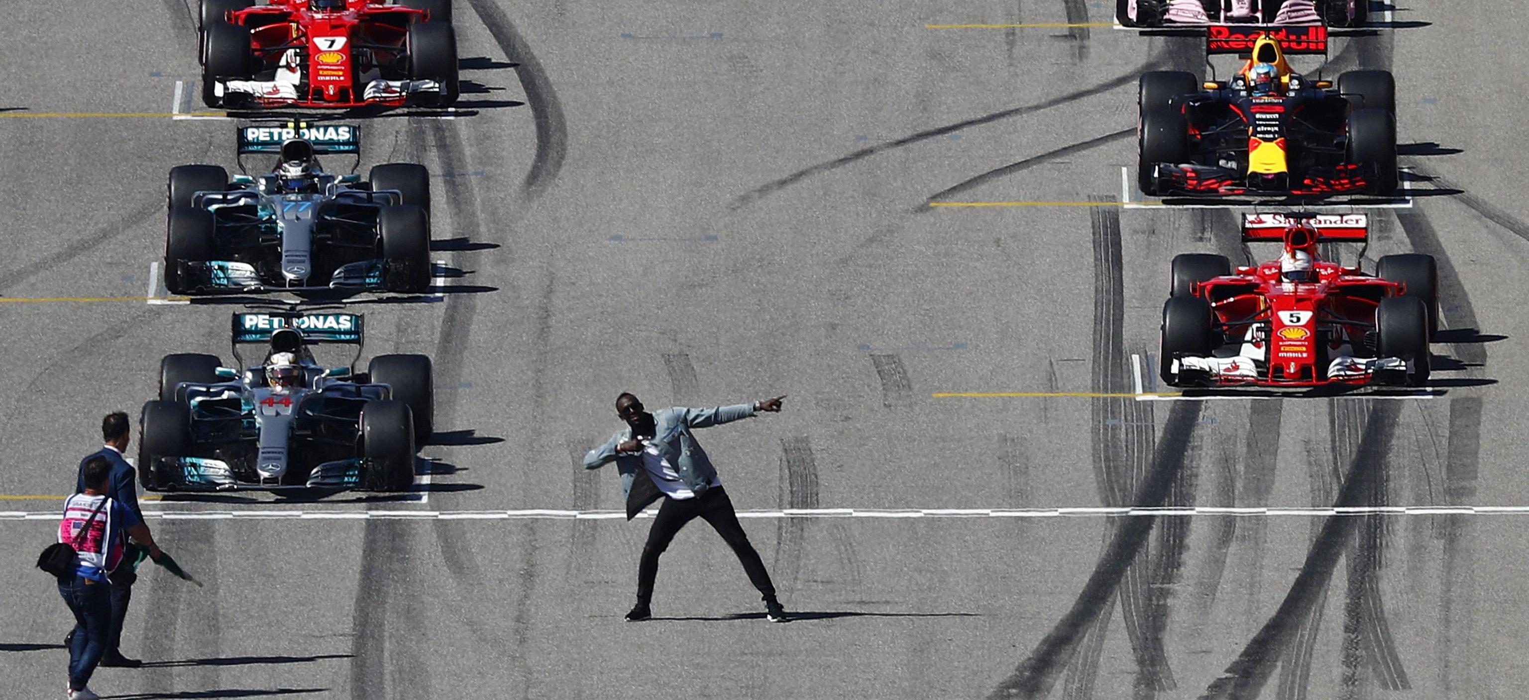 La partenza del Gran Prix di Formula Uno ad Austin, Texas. Starter d'eccezione il campione olimpico Usain Bolt.