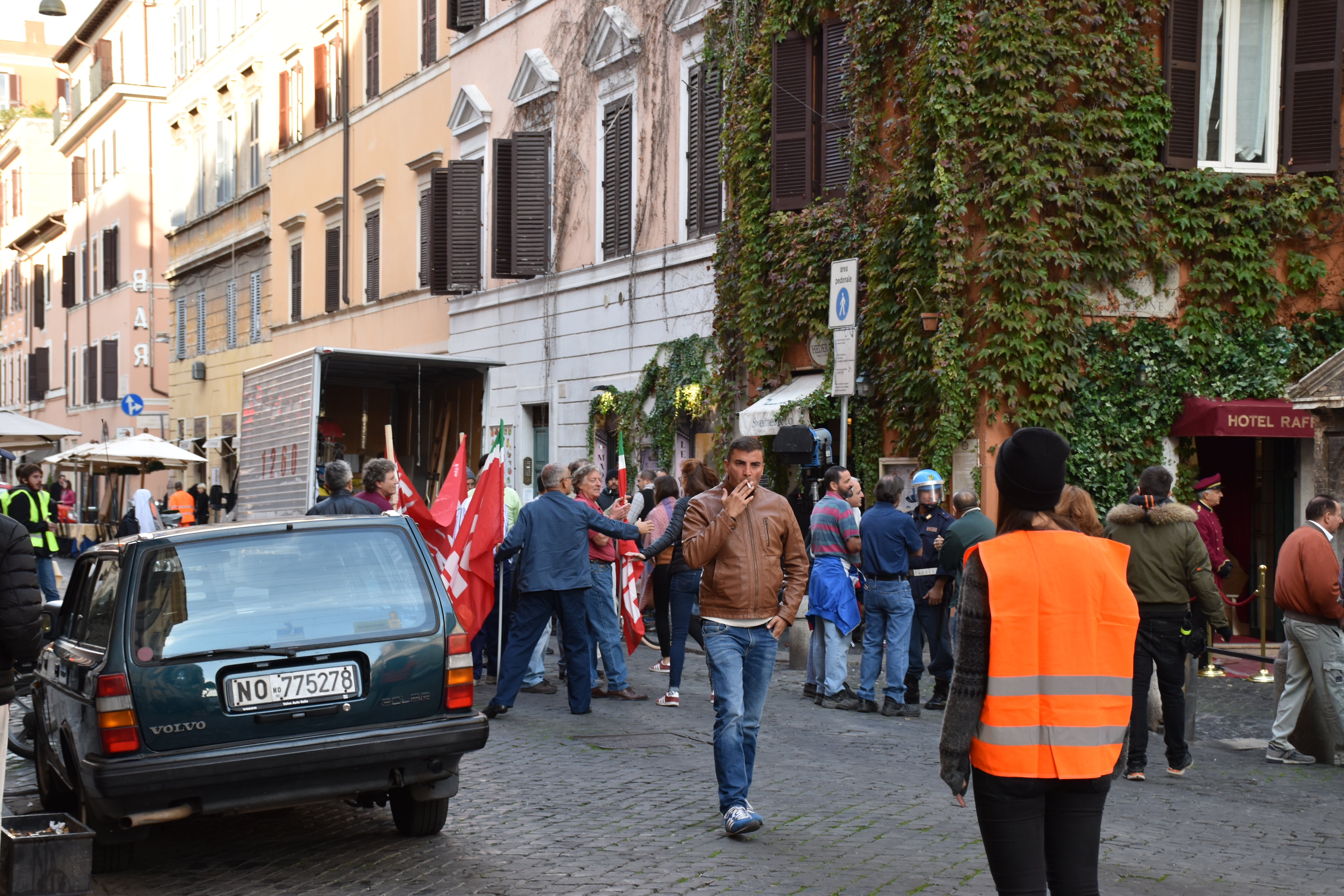 Una delle scene dalla protesta dei lavoratori