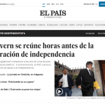 El Pais, gli esponenti del governo catalano si riuniscono prima della probabile dichiarazione unilaterale di indipendenza
