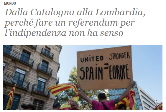 Il Fatto quotidiano, il referendum per l'indipendenza regionale non ha senso