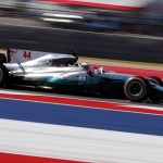 La Mercedes di Lewis Hamilton proiettata verso la vittoria, al Gran Prix delle Americhe