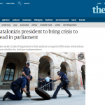 The Guardian, tutta la Spagna attende di sapere se il capo della Generalitat dichiarerà l'indipendenza
