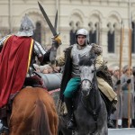 Rievocazione storica con due cavalieri in duello