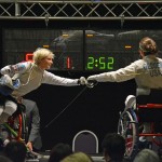 Bebe Vio ( sx) durante la finale contro la russa Viktoria Boykova