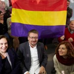 I candidati del partito “Catalunya en Comu-Podem” Ada Colau, Xavier Domenech and Elisenda Alemany.