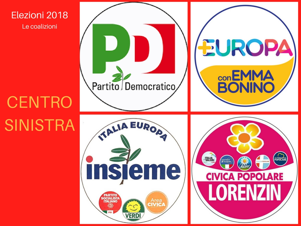 Il centrosinistra si presenterà in una coalizione formata da Partito Democratico, +Europa di Emma Bonino, Civica Popolare di Beatrice Lorenzin e Insieme, che riunisce il Partito Socialista, i Verdi e Area Civica. Il centrosinistra si presenterà in una coalizione formata da Partito Democratico, +Europa di Emma Bonino, Civica Popolare di Beatrice Lorenzin e Insieme, che riunisce il Partito Socialista, i Verdi e Area Civica.