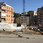 I segni del cedimento della strada a ridosso del cantiere