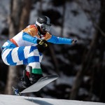 Manuel Pozzerle nella gara di Snowboard Cross, in cui ha vinto l'argento