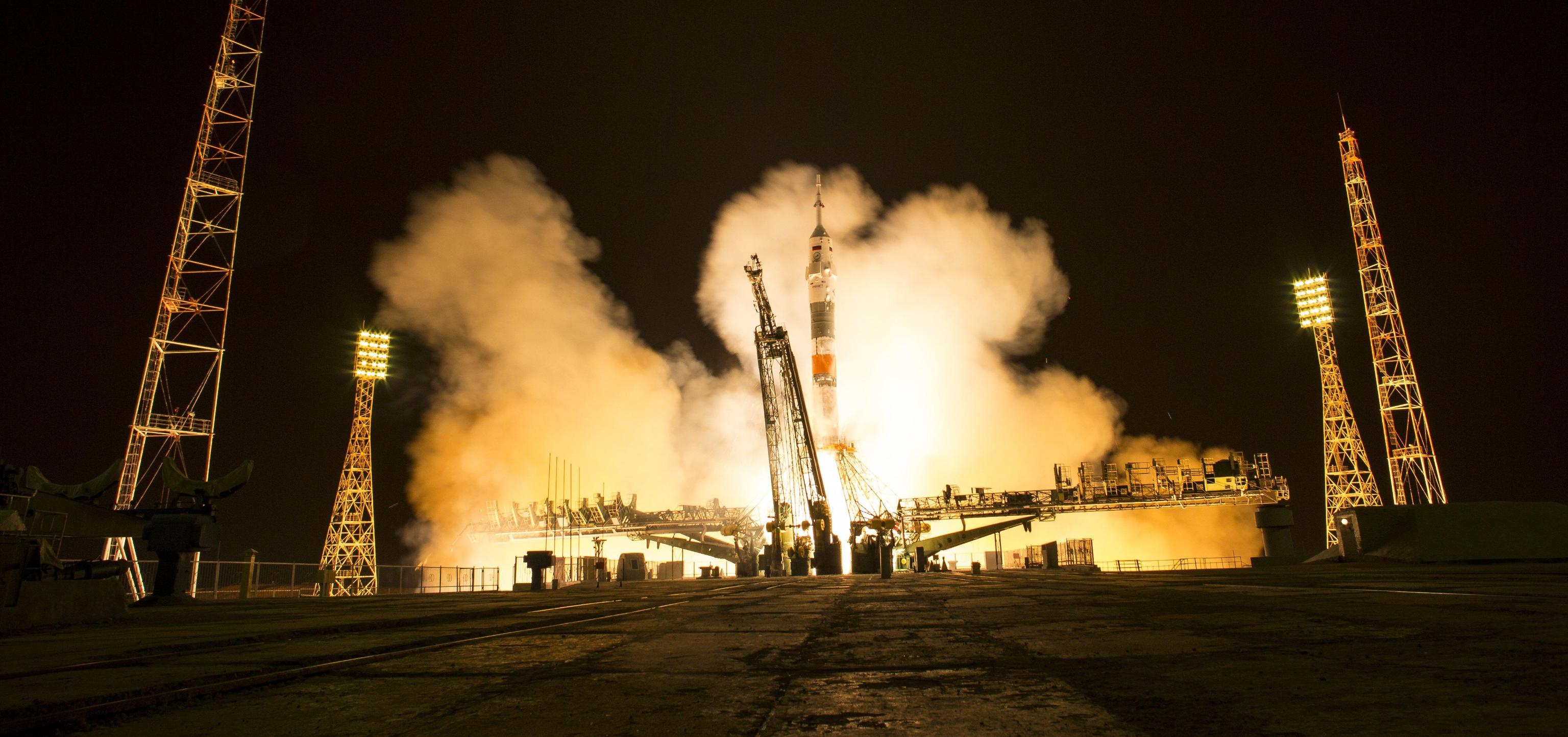 La Soyuz sta per decollare dal cosmodromo di Baikonur, in Kazakistan