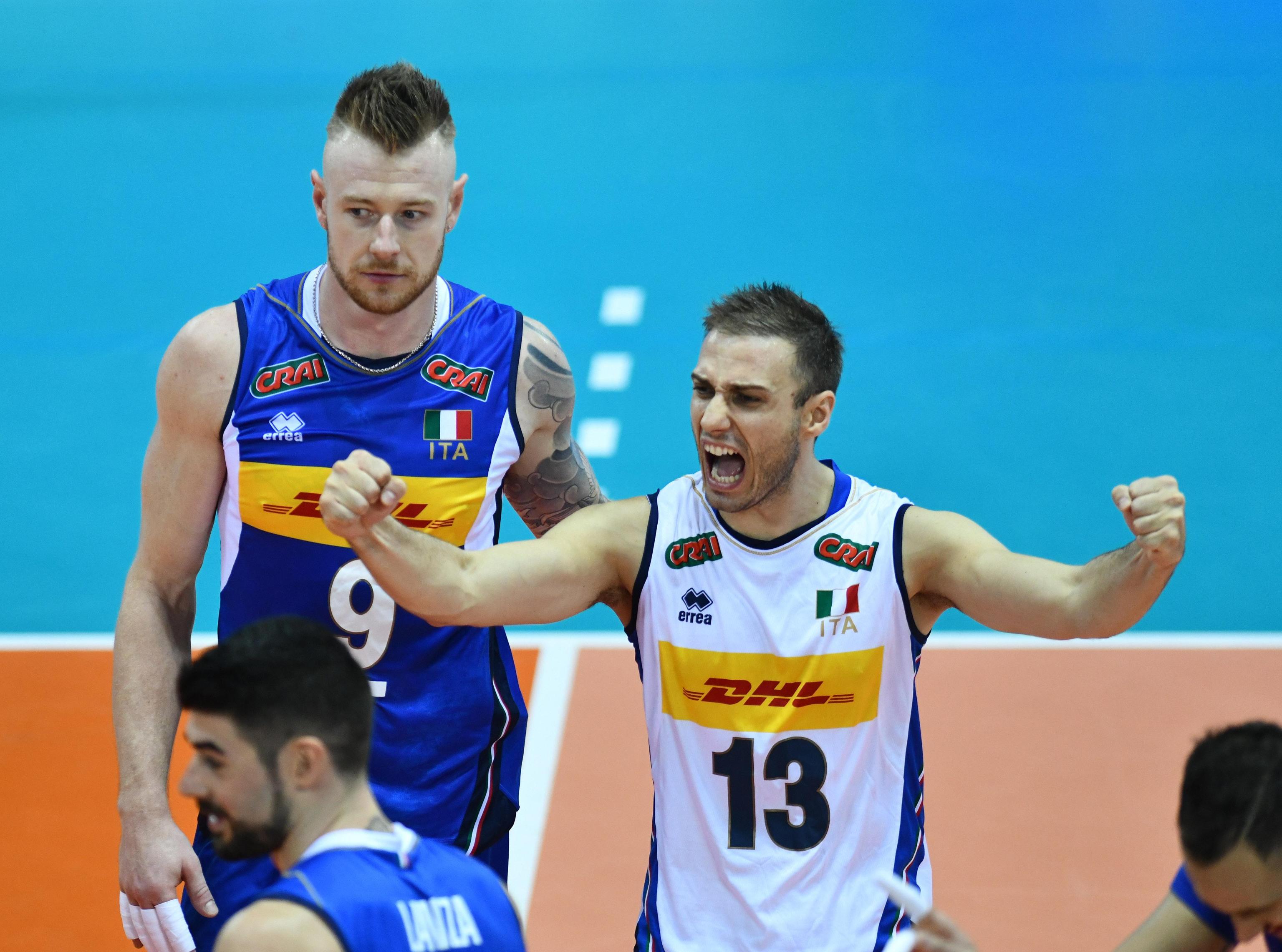 L'esultanza del libero italiano Massimo Colaci