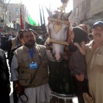 A Quetta, in Pakistan, i musul si radunano attorno a "Zuljinah", che simboleggia il cavallo dell'Imam Hussein