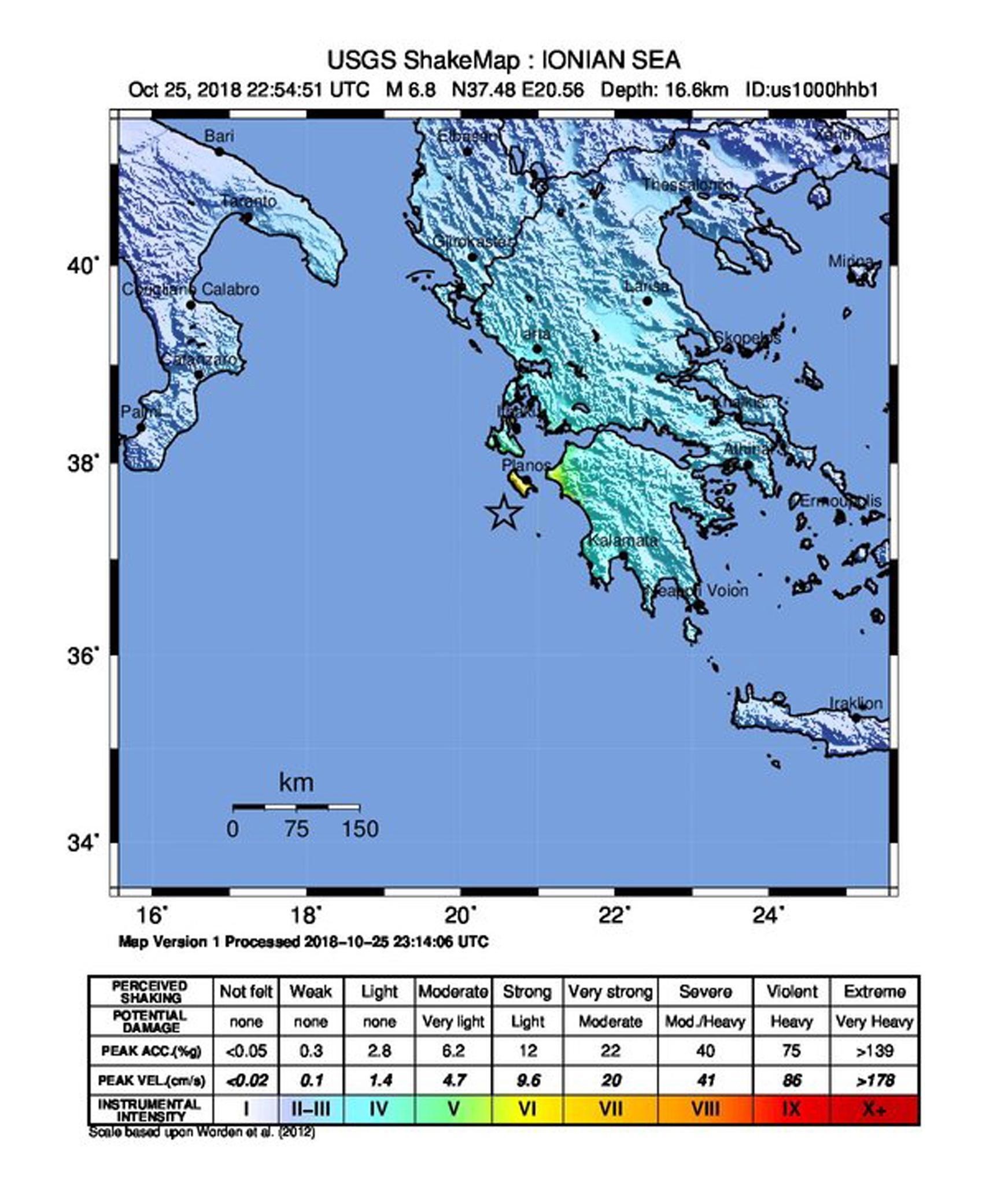 I dati del terremoto del Geological Survey statunitense