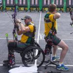 La squadra australiana di tiro con l'arco prepara il tiro durante gli Invictus Games 2018 La squadra australiana di tiro con l'arco prepara il tiro durante gli Invictus Games 2018
