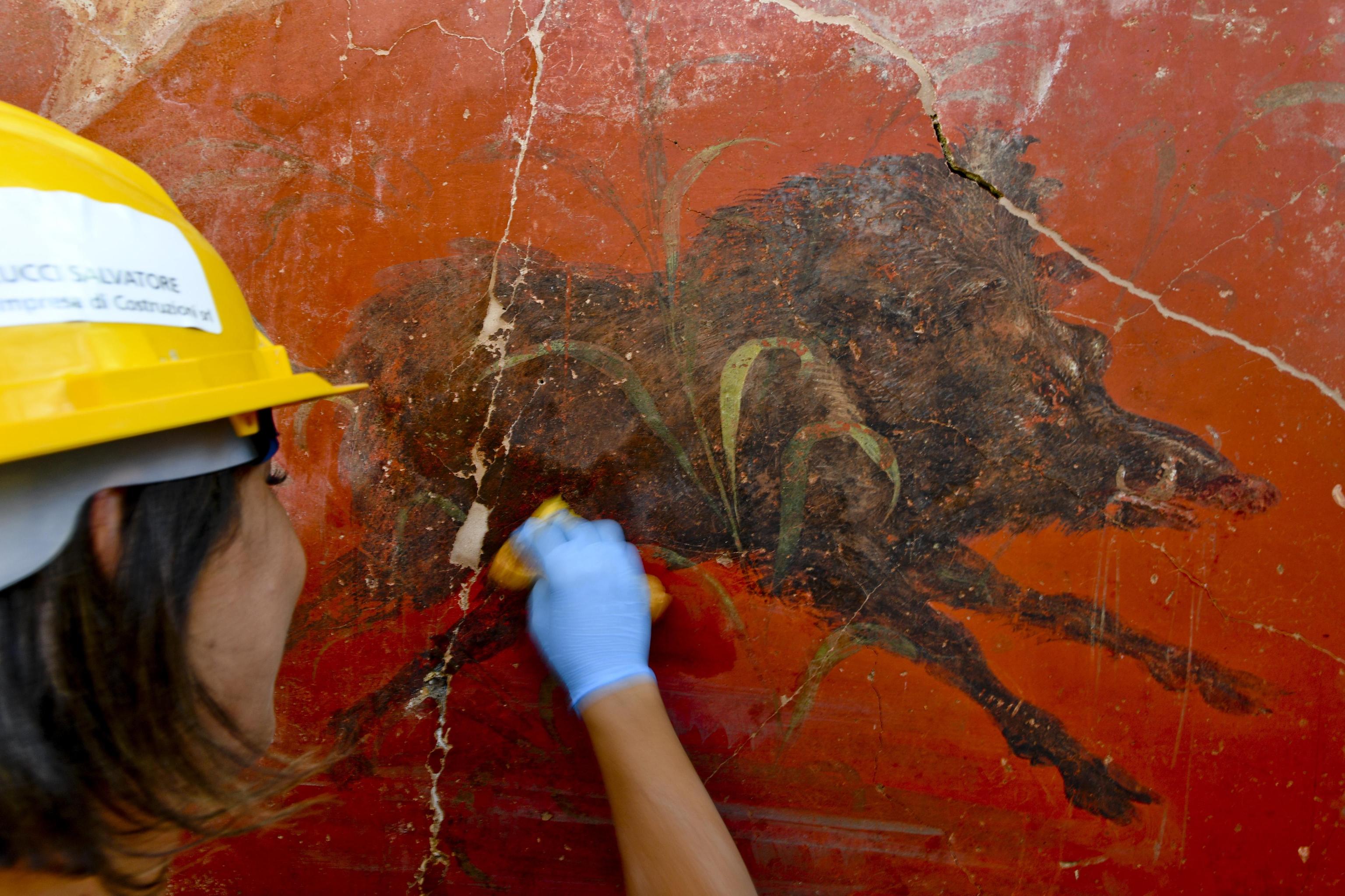 Durante il restauro di un dettaglio Durante il restauro di un dettaglio