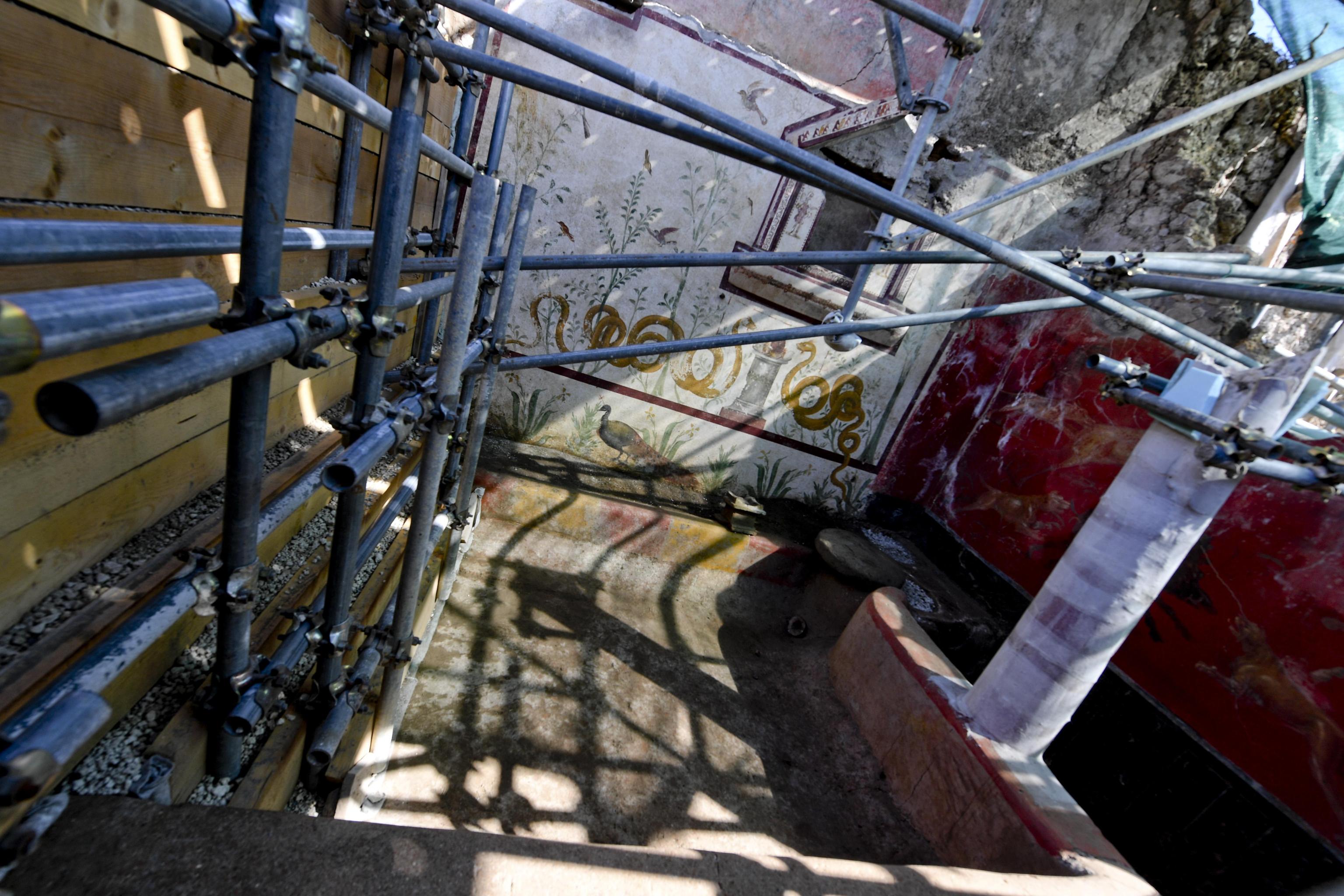 Le impalcature durante i restauri del giardino incantato Le impalcature durante i restauri del giardino incantato