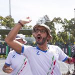 Angelo Corsaro esulta dopo una vittoria, non manca la presenza italiana tra gli atleti Angelo Corsaro esulta dopo una vittoria, non manca la presenza italiana tra gli atleti