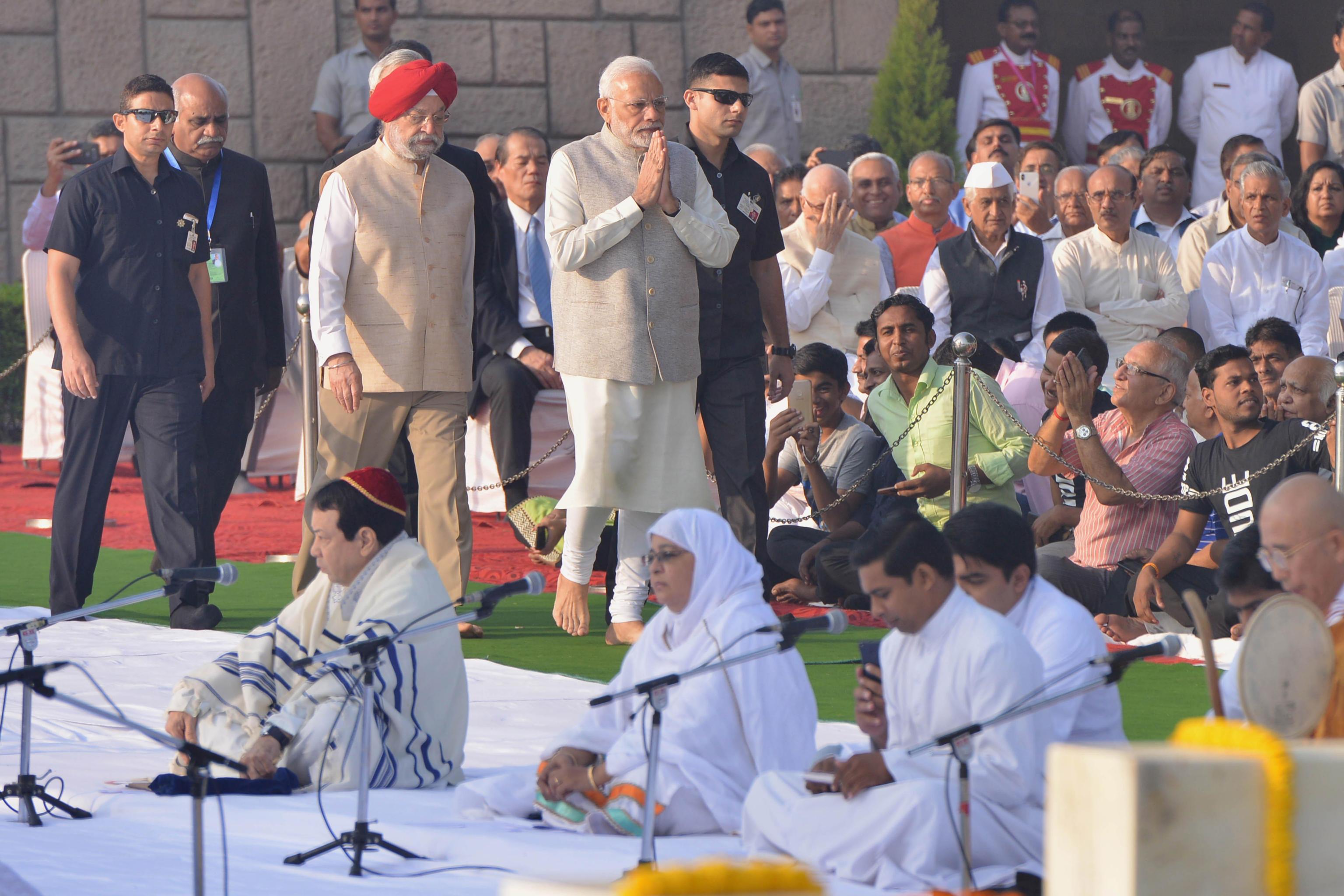 Il primo ministro indiano, Narendra Modi, presente alle celebrazioni