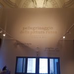 L'ingresso della mostra con il titolo "Pellegrinaggio della pittura russa: da Dionysius a Malevich"