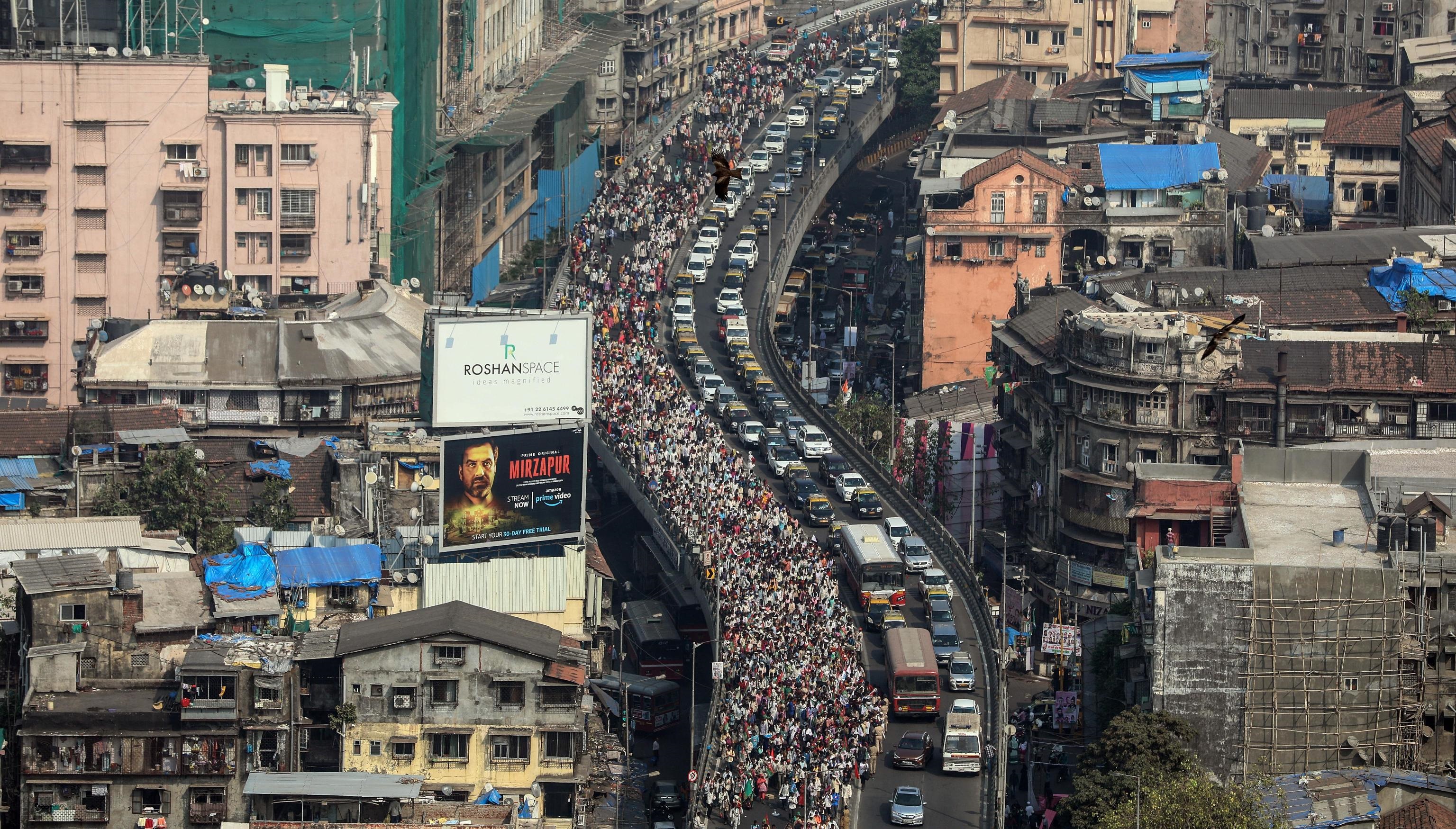 E' in corso una protesta a Mumbai, in India