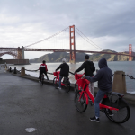 Visitatori in bici bloccati sul Golden Gate National Parks Conservancy
