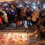 Protesta civile dei cittadini di Poznan contro la violenza dopo l'assassinio del sindaco Pawel Adamowicz