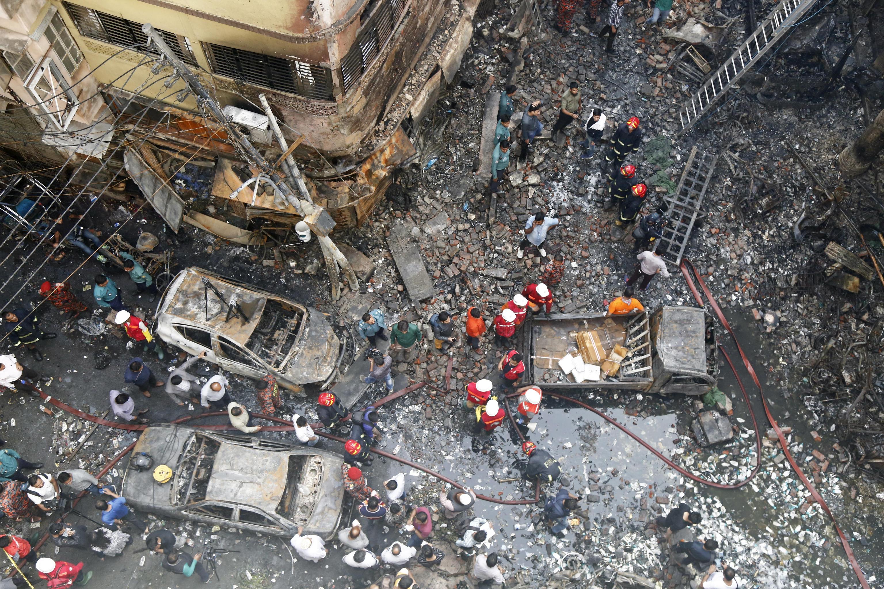 La devastazione causata dall'incendio vista dall'alto