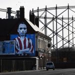 Un murales nell’area impoverita di Hendon nella città di Sunderland, in Gran Bretagna. Sunderland è stata la prima città inglese a votare nel giugno del 2016 per l’uscita dall’Unione Europea, con il 61% dei voti a favore.