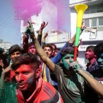 I festeggiamenti per l'Holi Festival a Jammu, in India