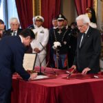 Il presidente del Consiglio Giuseppe Conte giura davanti al presidente della Repubblica Sergio Mattarella