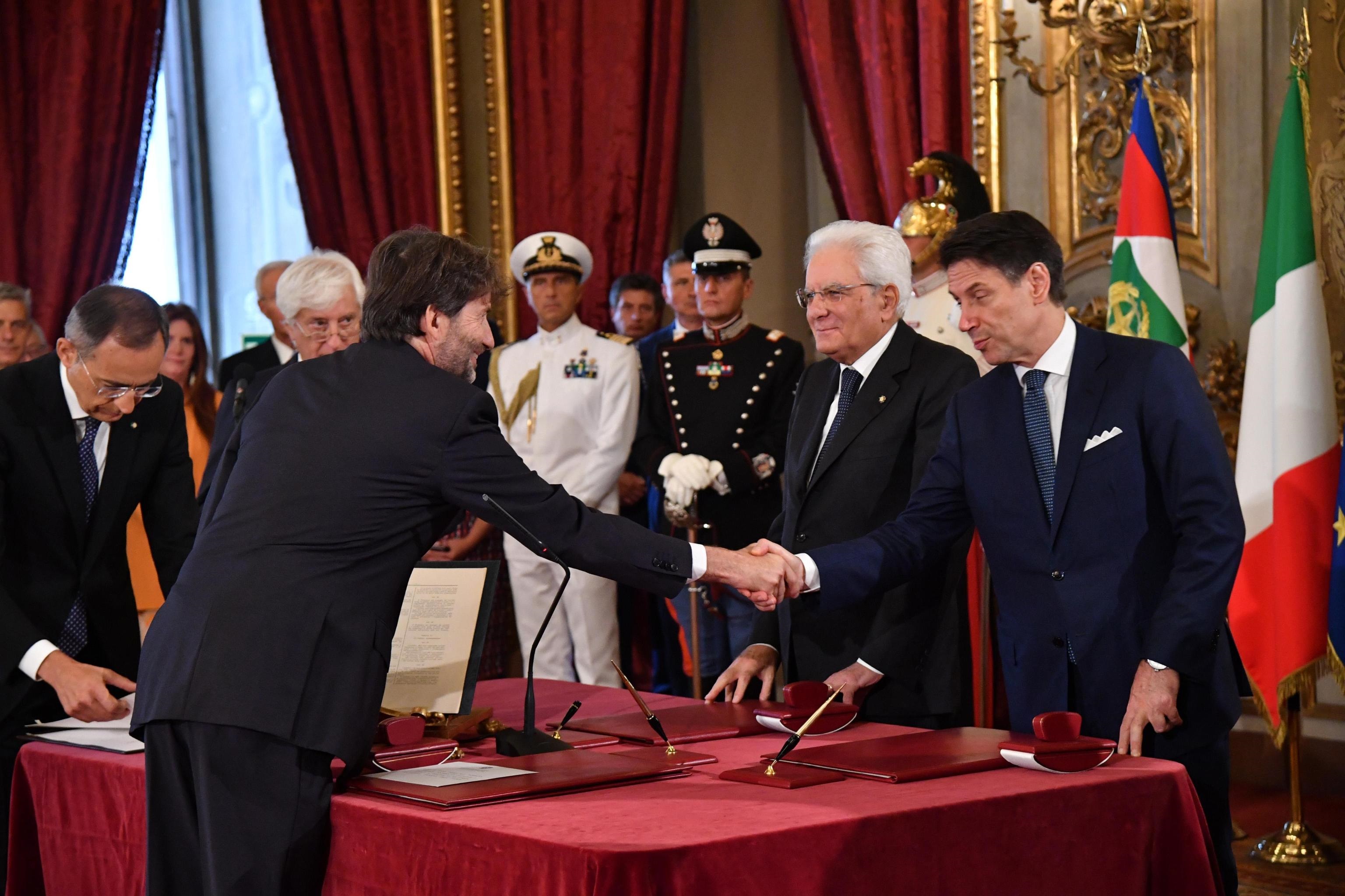 Il neo ministro della Cultura Dario Franceschini giura davanti al presidente della Repubblica