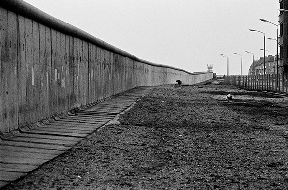 Berlino Est / DDR - 10 novembre 1989. Il Muro visto dalla parte di Berlino Est. La zona di terra battuta a ridosso del Muro veniva chiamata la "zona della morte". Foto di Livio Senigalliesi