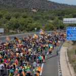 La protesta era iniziata nel pomeriggio, con un lungo corteo di marcia verso Barcellona