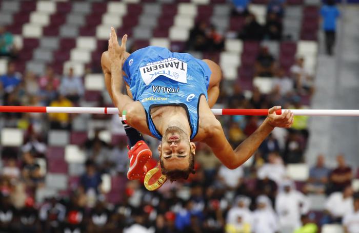 Gianmarco Tamberi in finale nel salto in alto: supera 2,29 al terzo tentativo