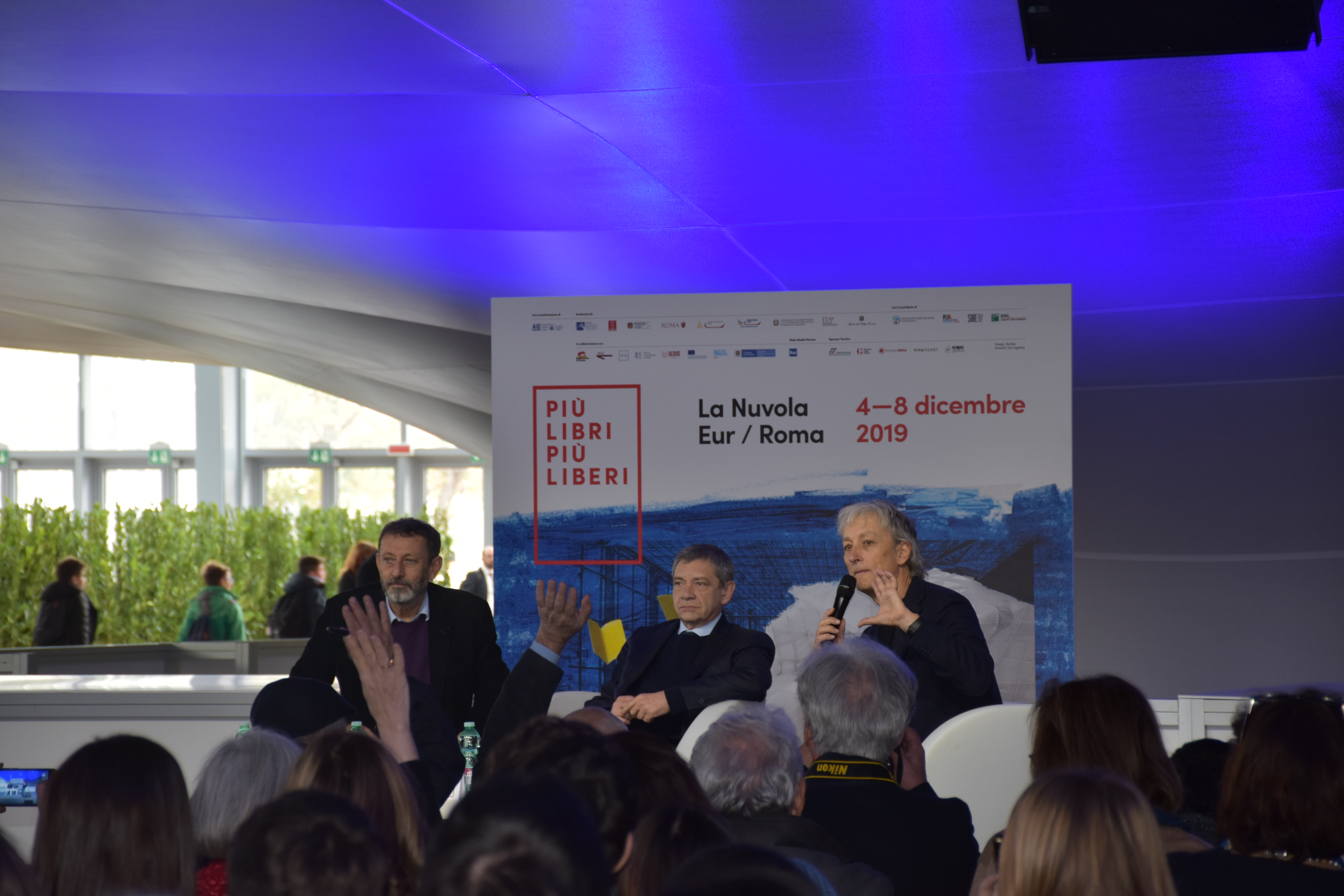 Un momento dell'incontro fra Michele Serra, Carlo Verdelli e Riccardo Luna - Roma, 5 dicembre 2019