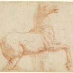 Un cavallo di marmo sulla collina del Quirinale, gesso rosso e penna e inchiostro bruno, 1513