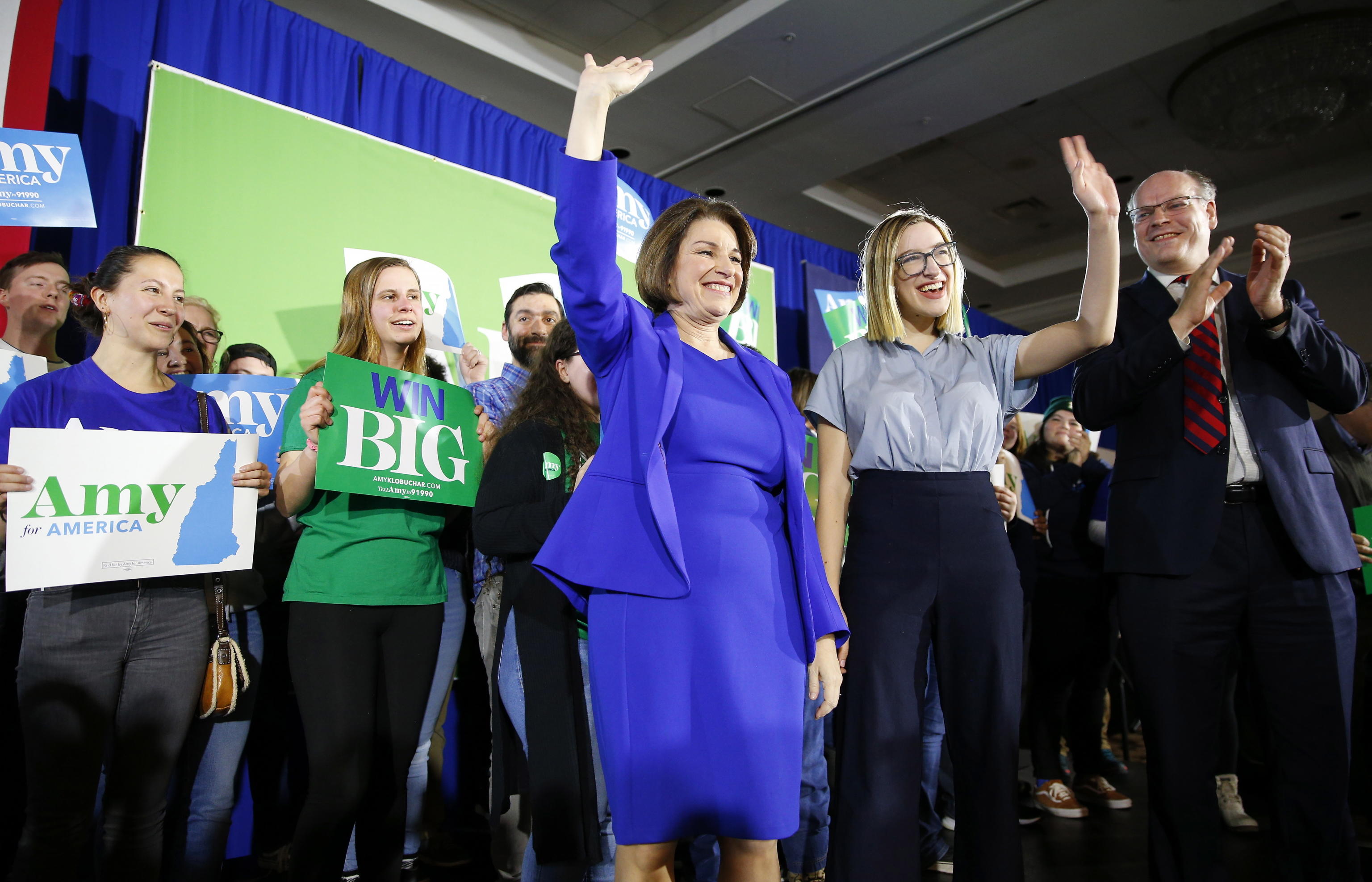 Con il 19,7% è arrivata terza la senatrice del Minnesota, Amy Klobuchar