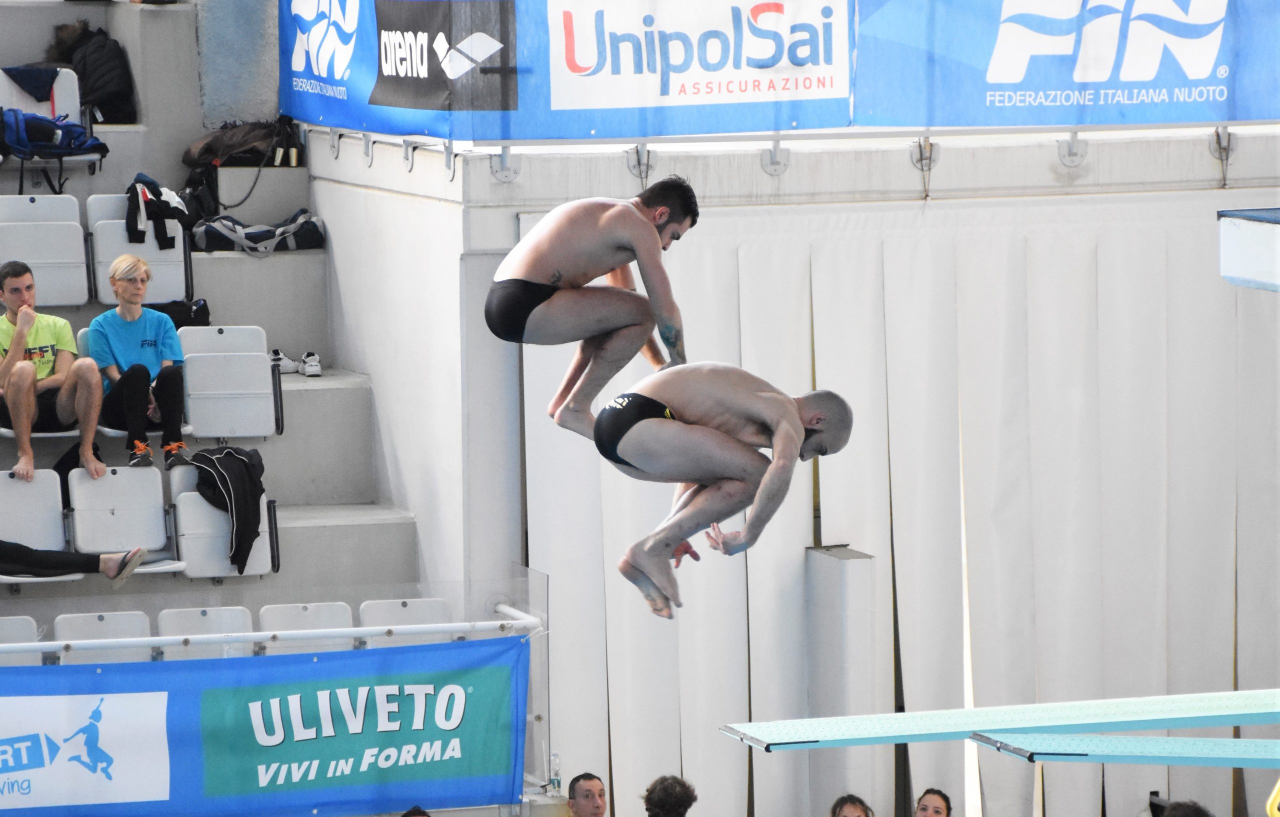Valerio Trinci e Patrizio Caruso (MR Sport) durante la gara sincro da 3 metri