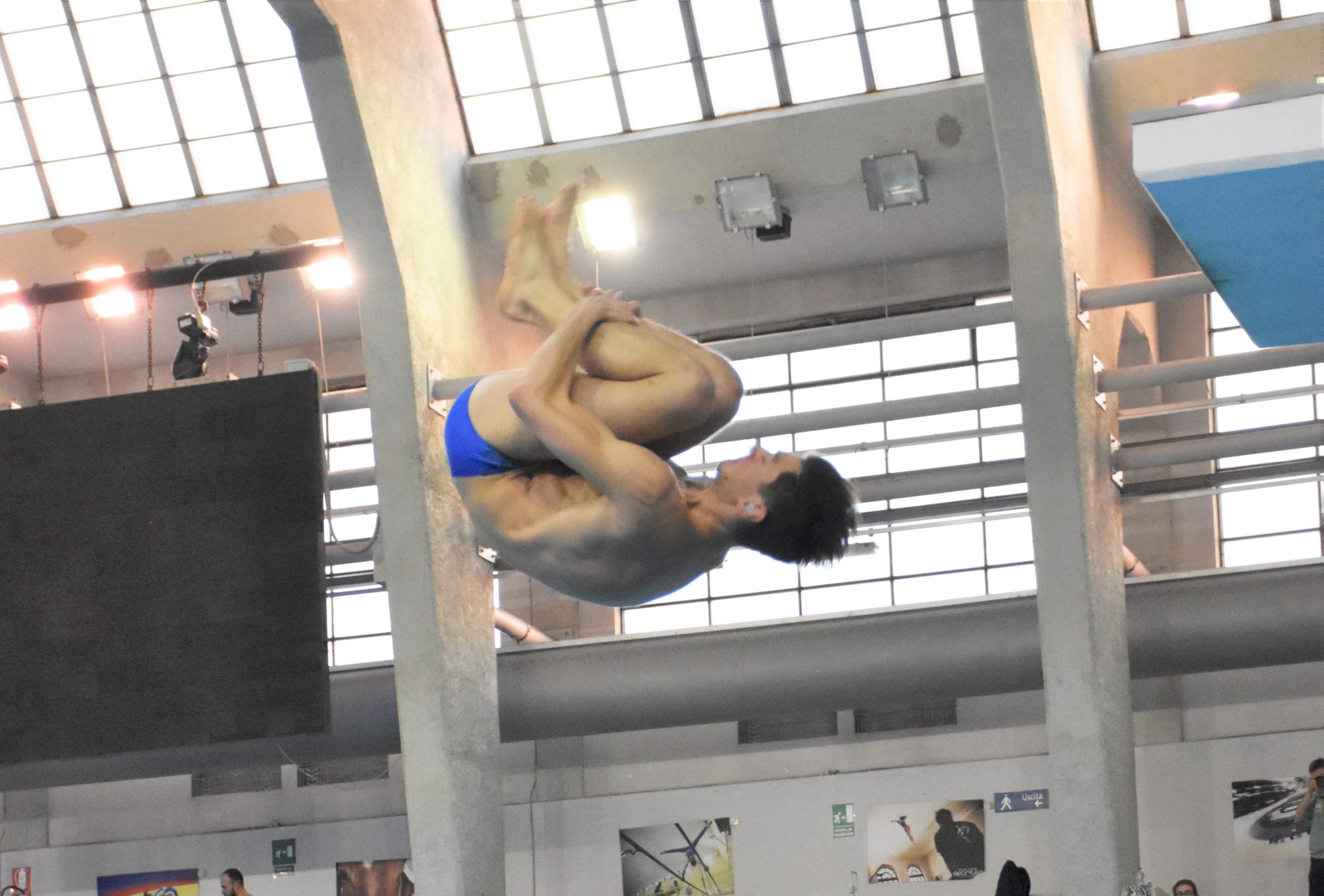 L'atleta Vanja Giacani (MR Sport) durante la gara di tuffi Master da un metro