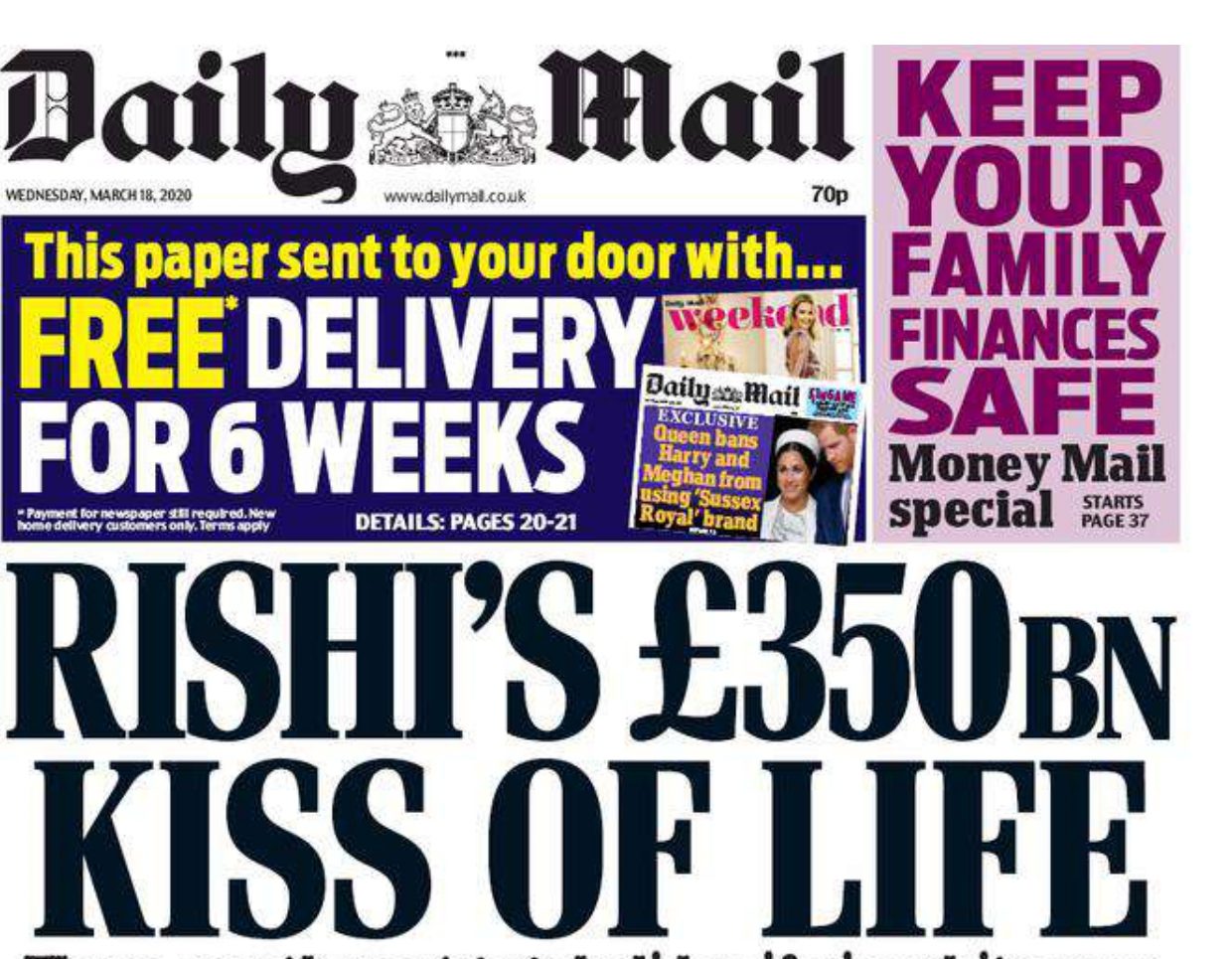Daily Mail - "Il bacio della vita da 350 miliardi di sterline di Rishi"