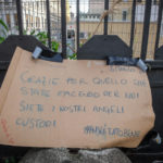 Una scritta dedicata a infermieri, medici e operatori sanitari