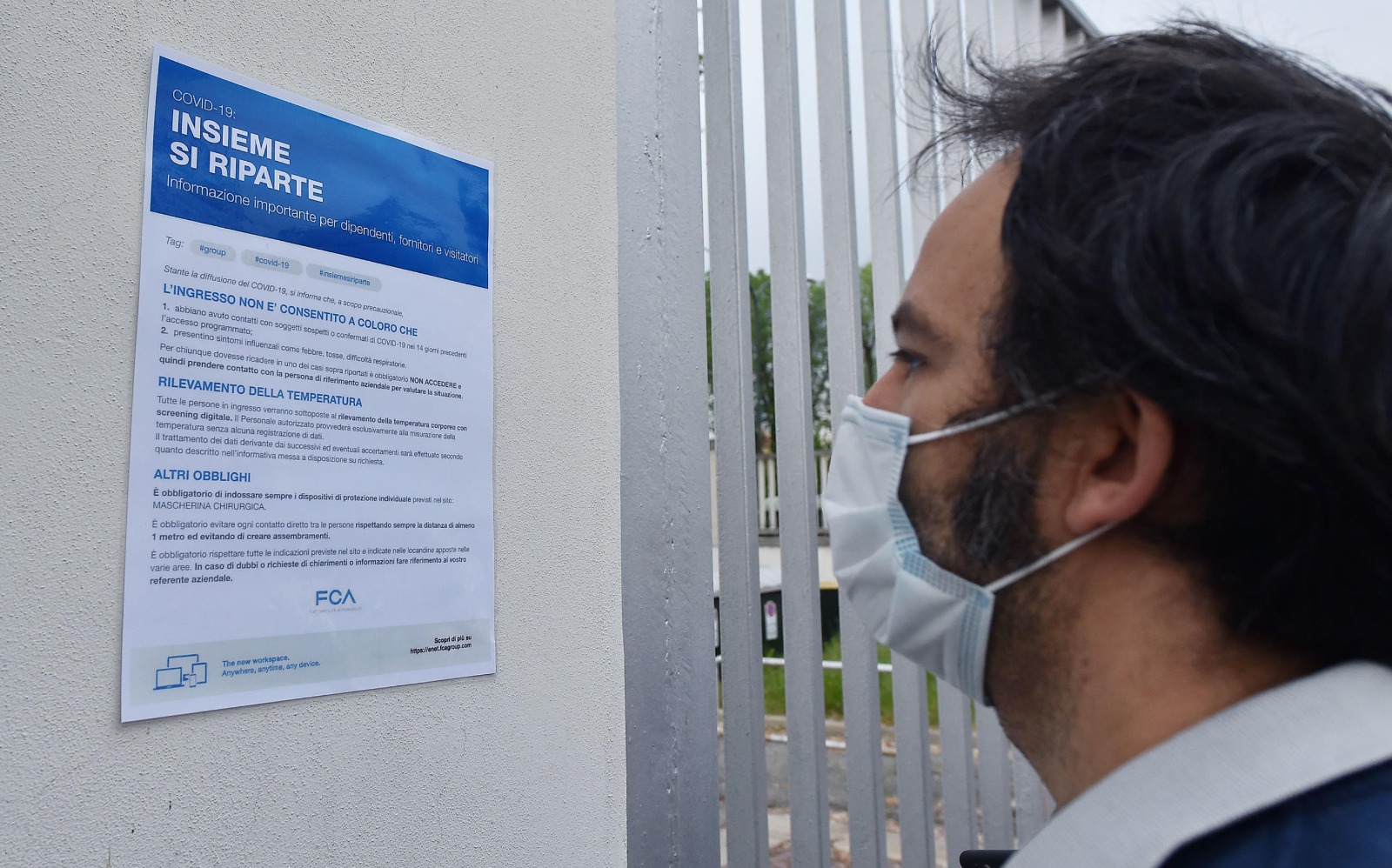 Dopo la chiusura per l'emergenza coronavirus, FCA riapre con delle regole e dei controlli obbligatori per i dipendenti.