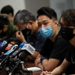 Conferenza stampa degli attivisti pro-democrazia a Hong Kong contro le nuove leggi in materia di sicurezza nazionale