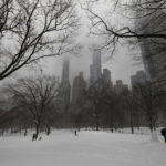 Un parco ricoperto di bianco nel bel mezzo della "Grande Mela"
