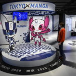 L'interno della mostra "Manga Sport"