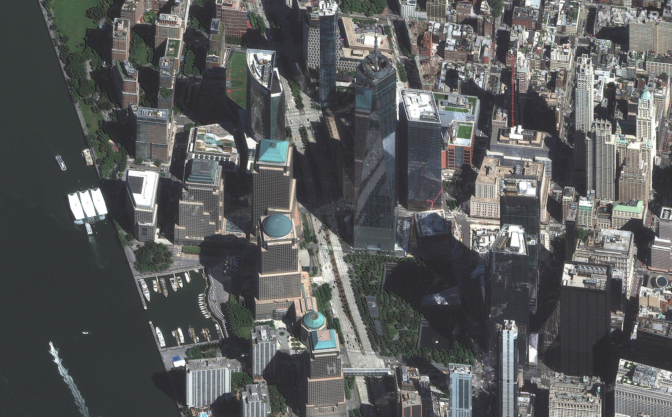 Un'immagine satellitare del World Trade Center