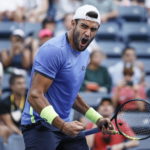 Berrettini esulta dopo aver vinto il set del 2-1 Berrettini esulta dopo aver vinto il set del 2-1
