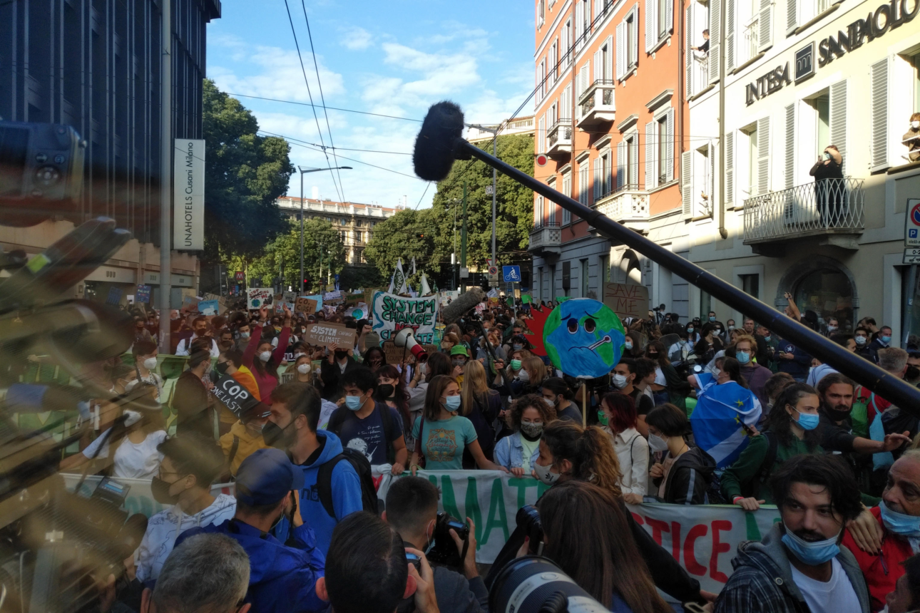 Un momento della manifestazione in occasione del Fridays for Future.